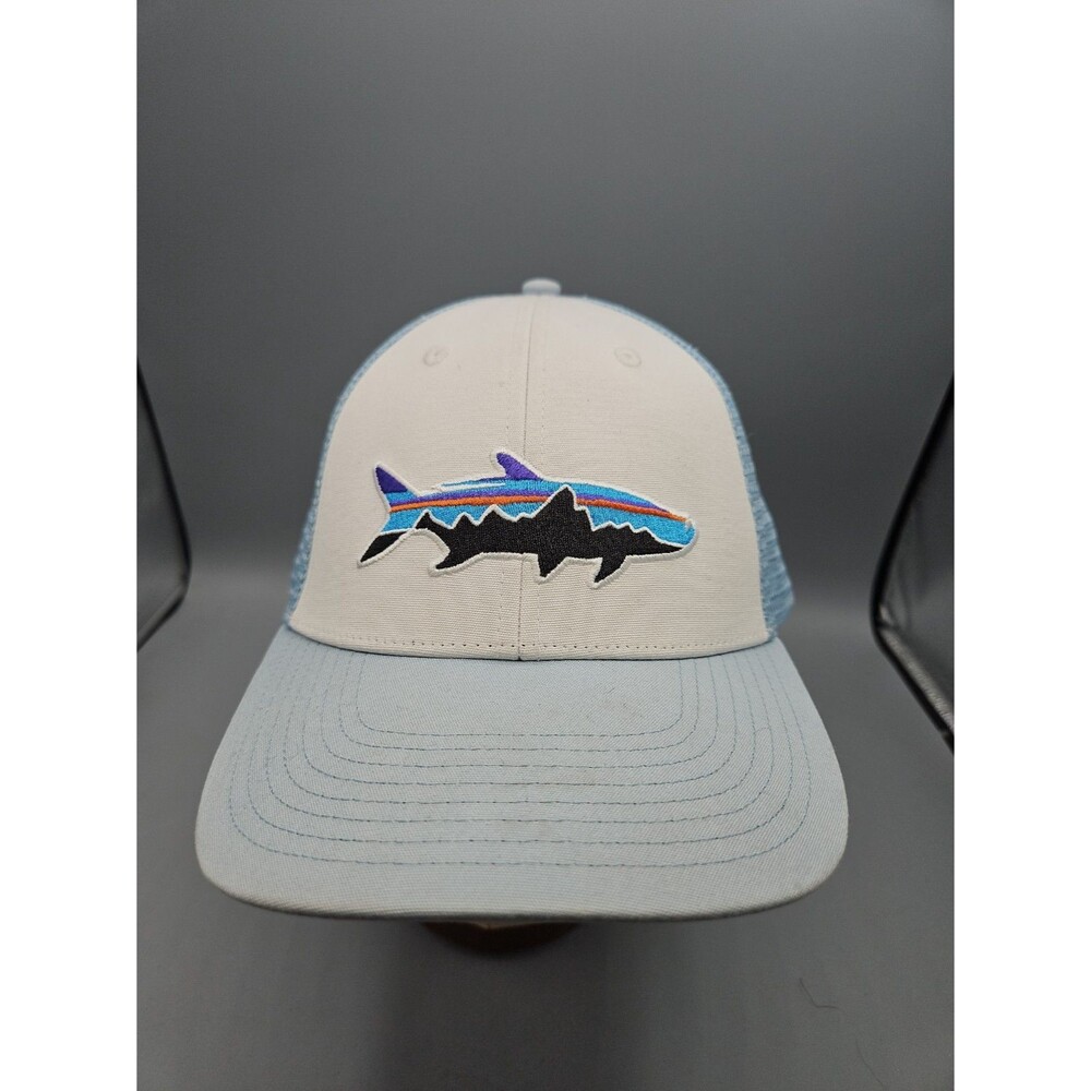 Patagonia Fitz Roy Tarpon Baby Blue Trucker Hat Adjustable Snapback Mesh Cap